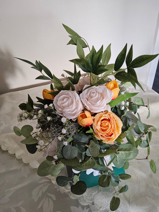 Fiery Innocence: A Faux Flower Arrangement