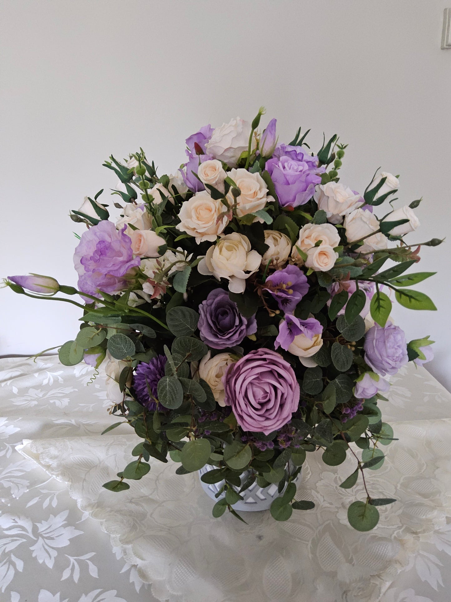 Cream and Lilac Sorbet : A Large Luxury Faux Flower Arrangement