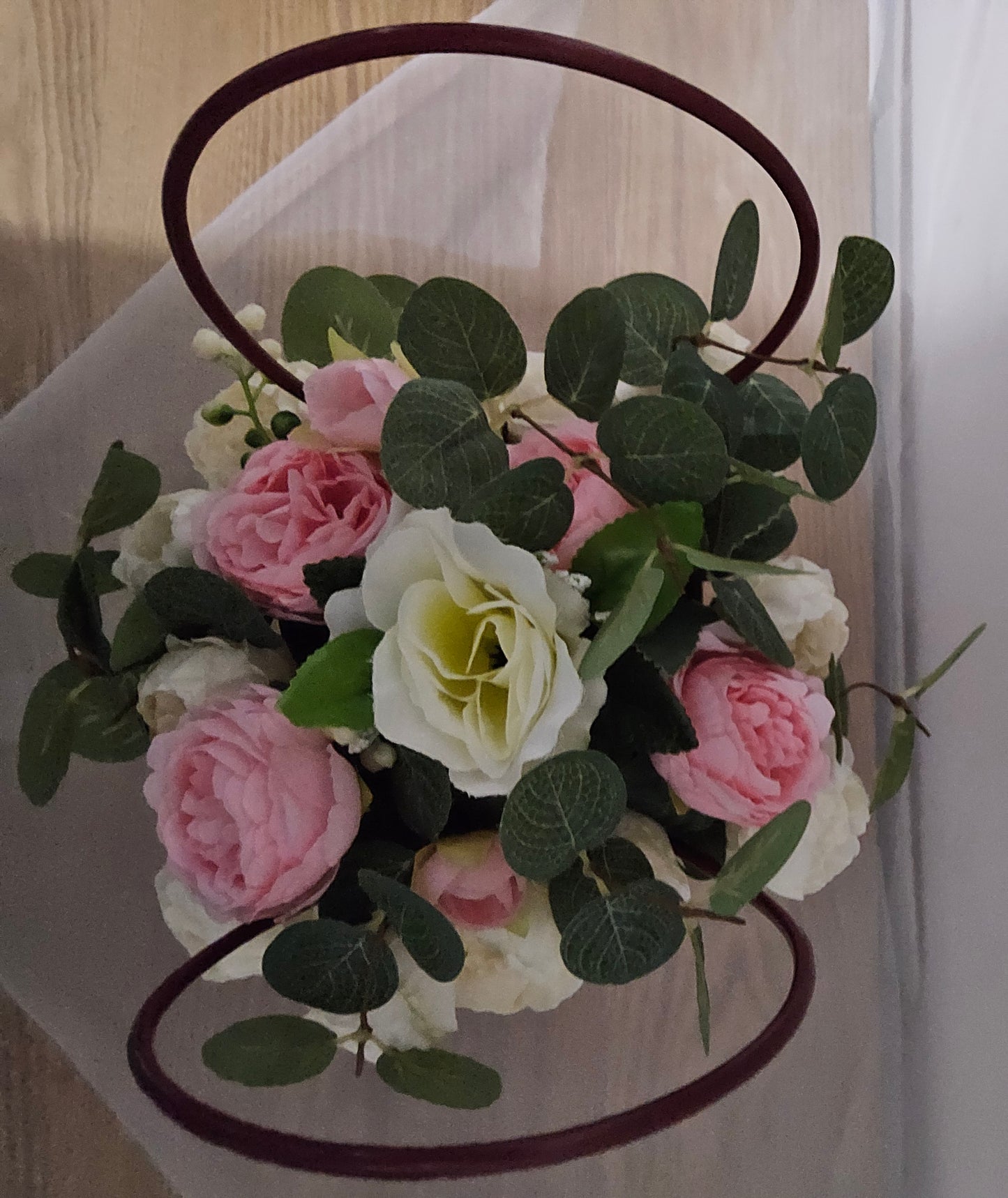 Pink Delight (faux flowers in a handbag shaped flower holder