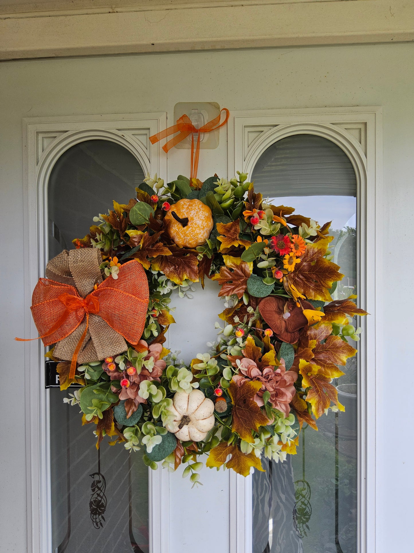 Rustic Autumn Wreath. Handmade Faux Autumn Door Decor. (A10)