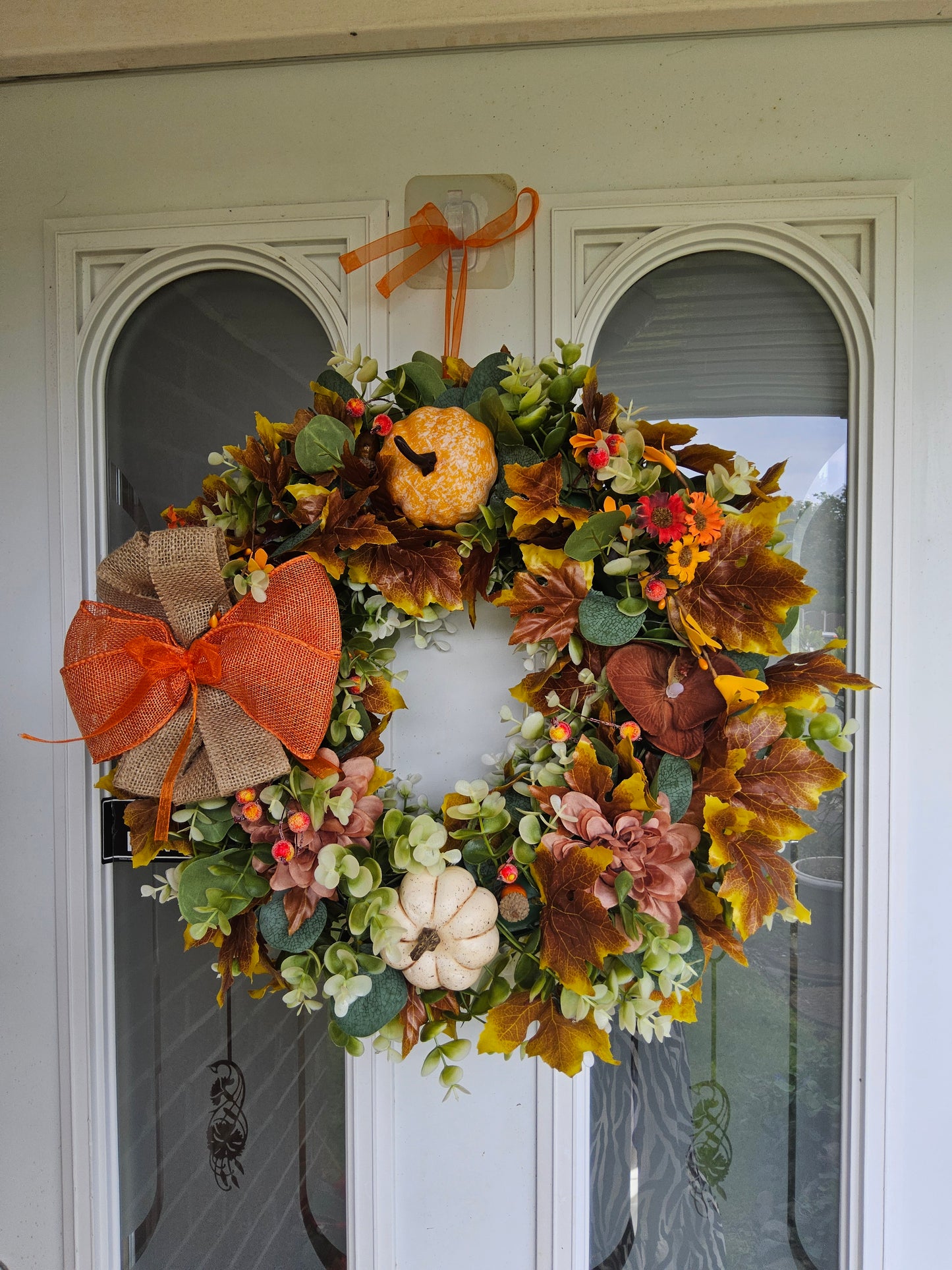 Rustic Autumn Wreath. Handmade Faux Autumn Door Decor. (A10)