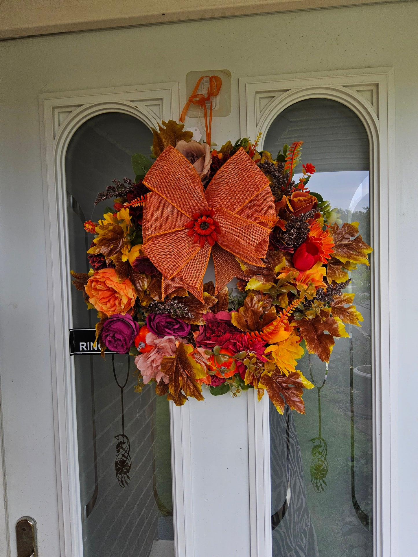 Bountiful Autumn Wreath. Handmade Faux Autumn Door Decor. (A12)