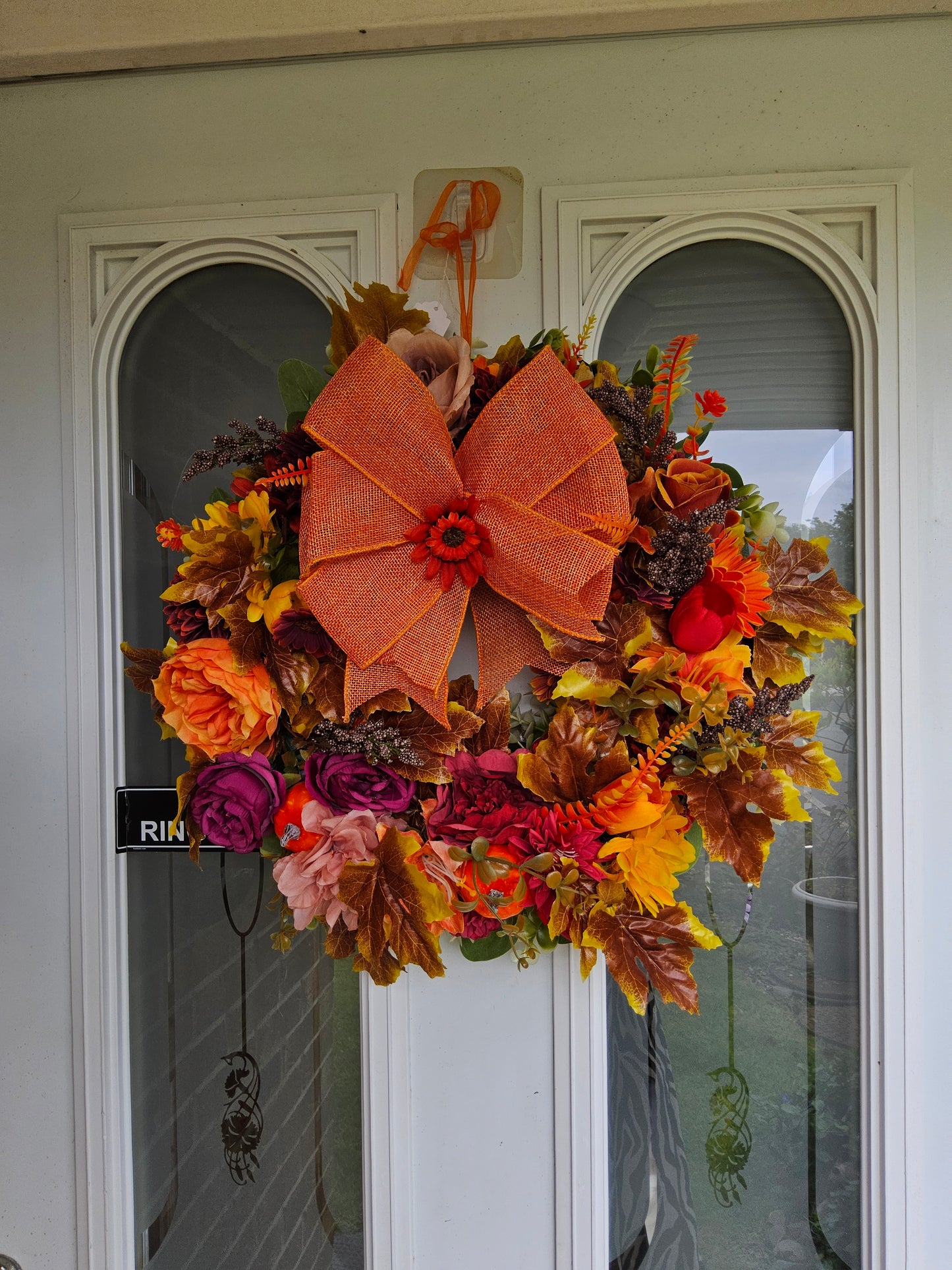 Bountiful Autumn Wreath. Handmade Faux Autumn Door Decor. (A12)