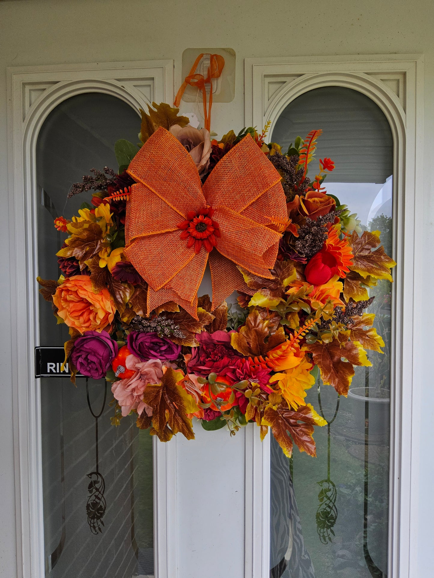 Bountiful Autumn Wreath. Handmade Faux Autumn Door Decor. (A12)