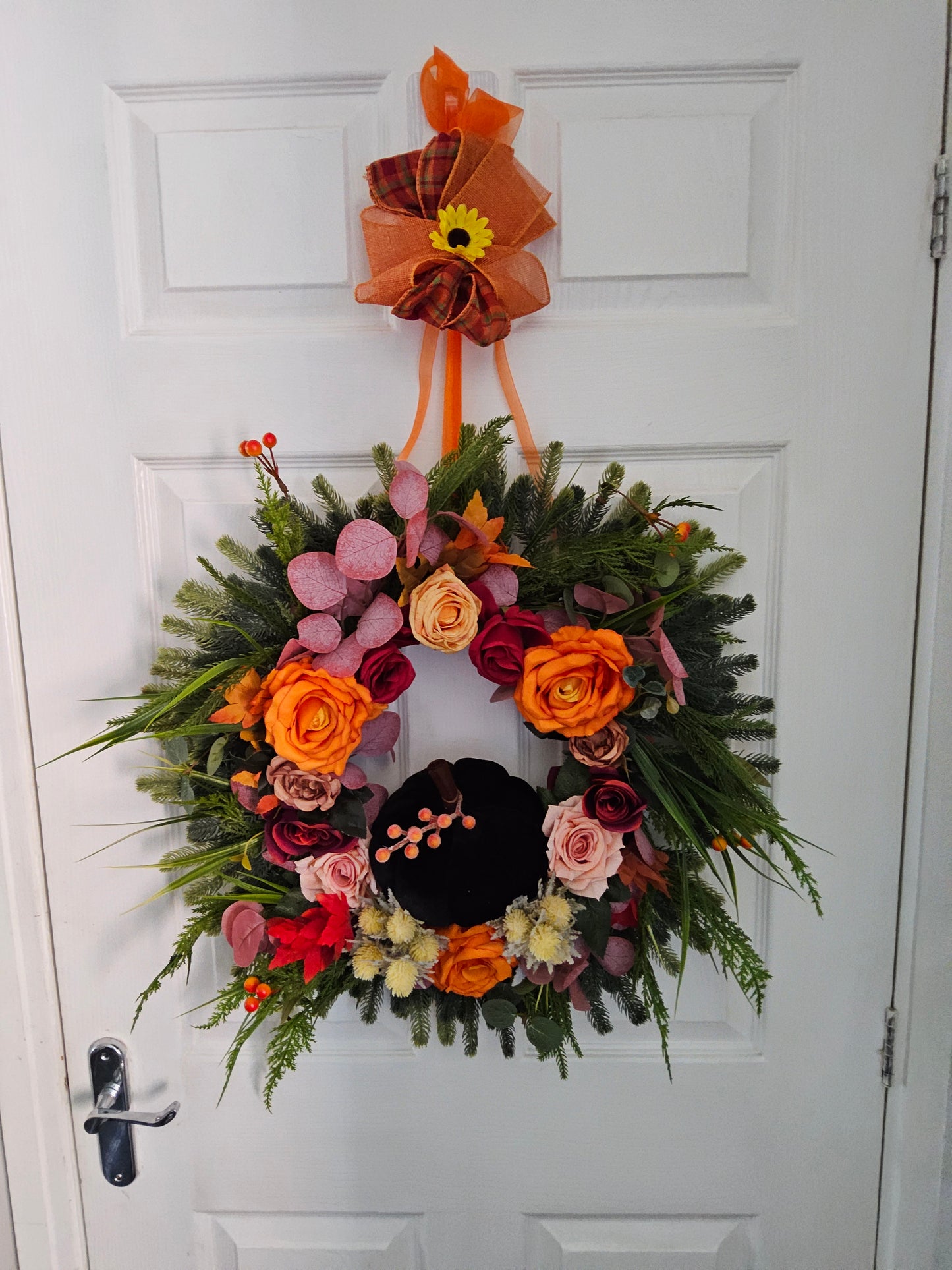 Whimsical Woodland Autumn Wreath. Handmade Faux Autumn Door Decor (A13)