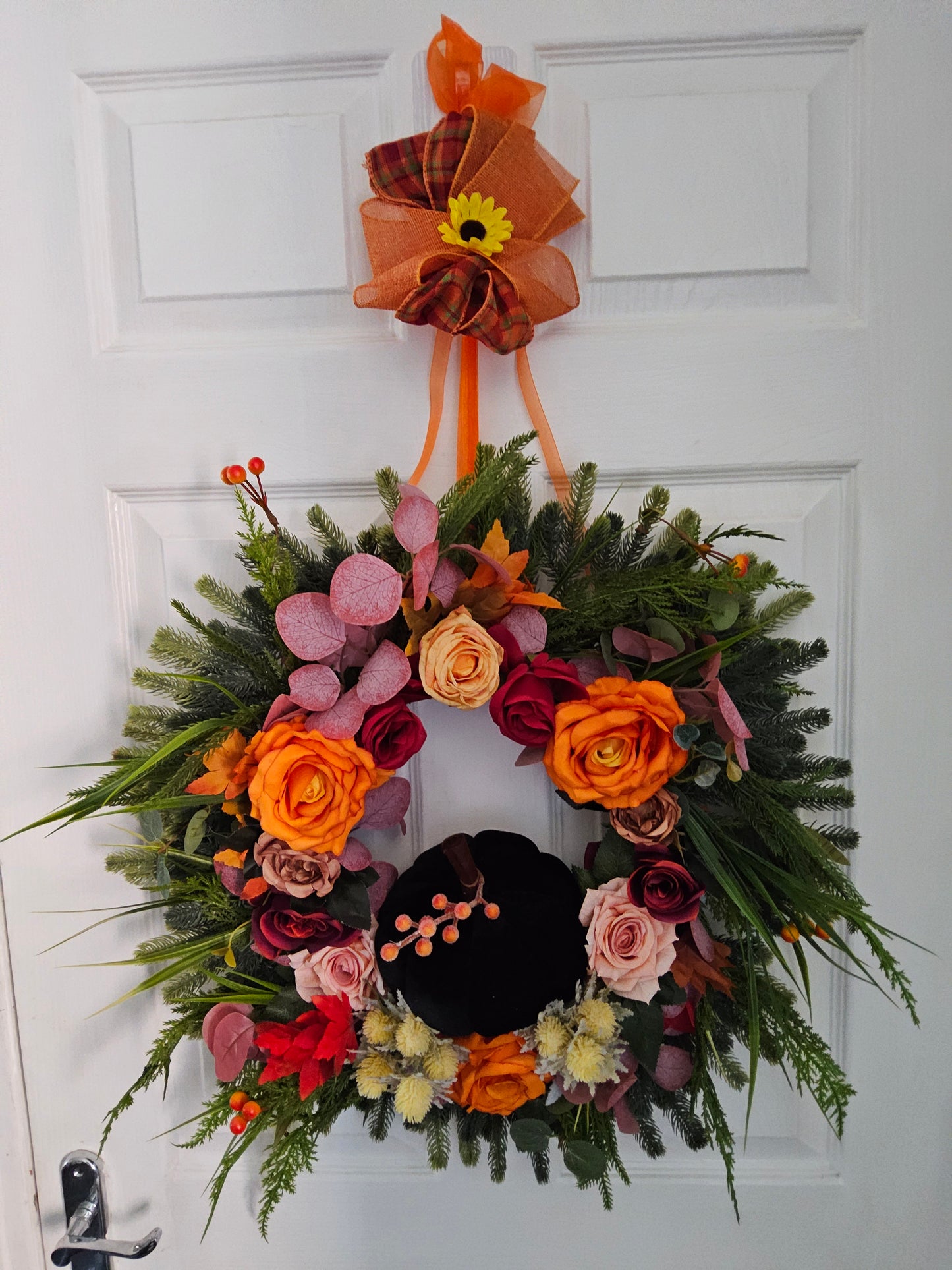 Whimsical Woodland Autumn Wreath. Handmade Faux Autumn Door Decor (A13)