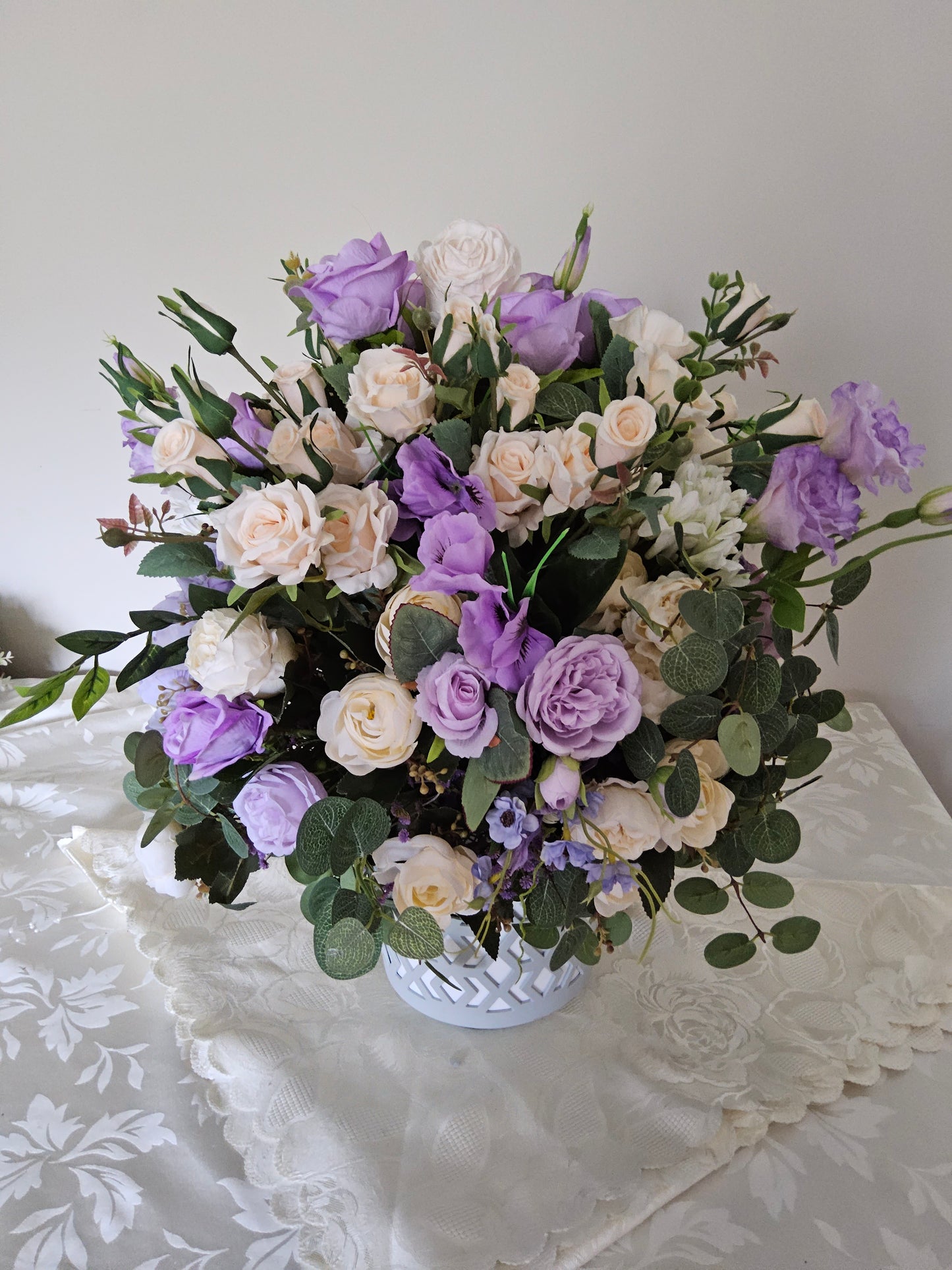 Cream and Lilac Sorbet : A Large Luxury Faux Flower Arrangement